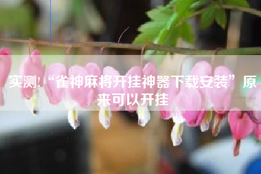 实测!“雀神麻将开挂神器下载安装”原来可以开挂