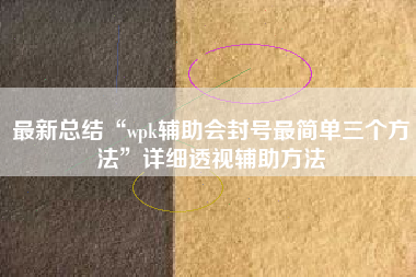 最新总结“wpk辅助会封号最简单三个方法”详细透视辅助方法