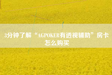 3分钟了解“AGPOKER有透视辅助”房卡怎么购买
