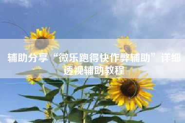 辅助分享“微乐跑得快作弊辅助”详细透视辅助教程
