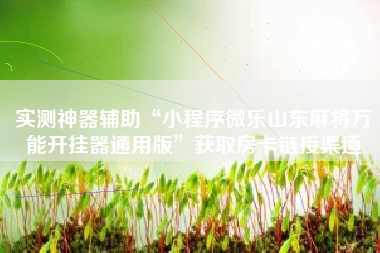 实测神器辅助“小程序微乐山东麻将万能开挂器通用版	”获取房卡链接渠道