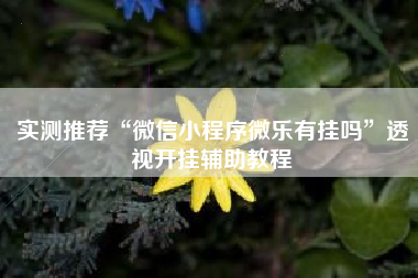 实测推荐“微信小程序微乐有挂吗	”透视开挂辅助教程