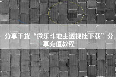 分享干货“微乐斗地主透视挂下载	”分享充值教程