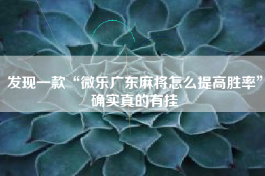 发现一款“微乐广东麻将怎么提高胜率”确实真的有挂