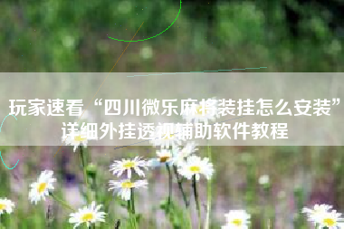 玩家速看“四川微乐麻将装挂怎么安装	”详细外挂透视辅助软件教程