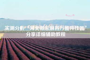 实测分析“河北微乐麻将万能开挂器”分享详细辅助教程