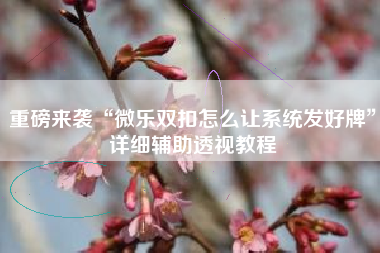 重磅来袭“微乐双扣怎么让系统发好牌	”详细辅助透视教程