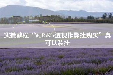实操教程“WePoKer透视作弊挂购买”真可以装挂