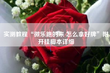 实测教程“微乐跑的来 怎么拿好牌”附开挂脚本详细