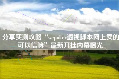 分享实测攻略“wepoker透视脚本网上卖的可以信嘛	”最新开挂内幕曝光