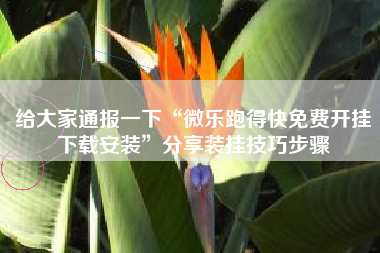 给大家通报一下“微乐跑得快免费开挂下载安装”分享装挂技巧步骤