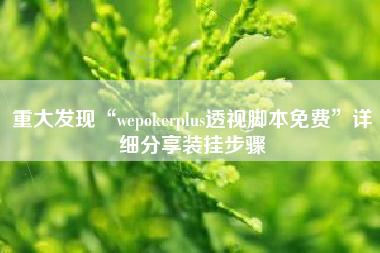 重大发现“wepokerplus透视脚本免费”详细分享装挂步骤