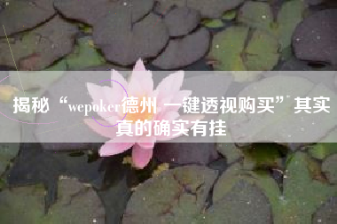 揭秘“wepoker德州 一键透视购买”其实真的确实有挂
