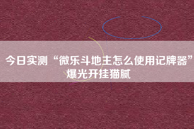 今日实测“微乐斗地主怎么使用记牌器	”爆光开挂猫腻