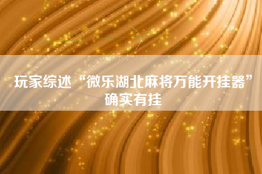 玩家综述“微乐湖北麻将万能开挂器”确实有挂