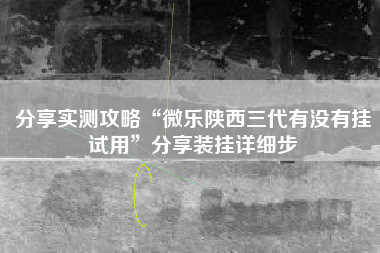 分享实测攻略“微乐陕西三代有没有挂试用	”分享装挂详细步