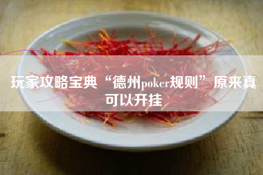 玩家攻略宝典“德州poker规则”原来真可以开挂