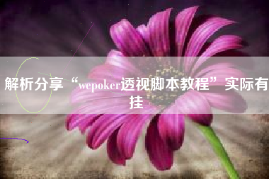 解析分享“wepoker透视脚本教程	”实际有挂