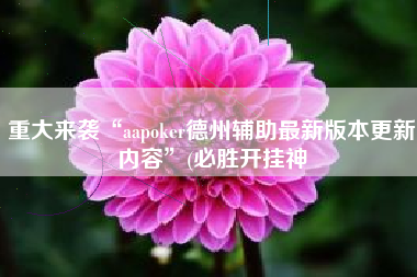 重大来袭“aapoker德州辅助最新版本更新内容	”(必胜开挂神