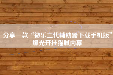 分享一款“微乐三代辅助器下载手机版”爆光开挂猫腻内幕