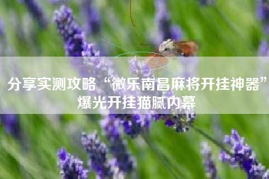 分享实测攻略“微乐南昌麻将开挂神器”爆光开挂猫腻内幕