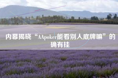 内幕揭晓“AApoker能看别人底牌嘛	”的确有挂