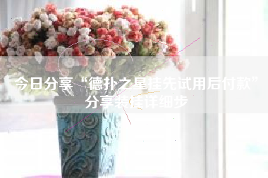 今日分享“德扑之星挂先试用后付款	”分享装挂详细步