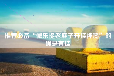 推荐必备“微乐捉老麻子开挂神器	”的确是有挂