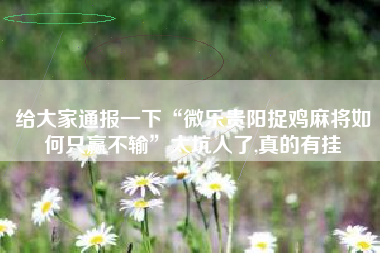 给大家通报一下“微乐贵阳捉鸡麻将如何只赢不输”太坑人了,真的有挂