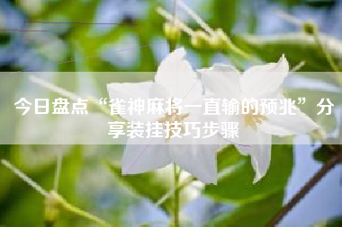 今日盘点“雀神麻将一直输的预兆”分享装挂技巧步骤