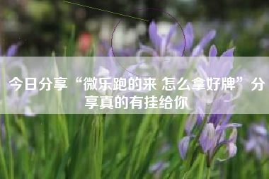 今日分享“微乐跑的来 怎么拿好牌”分享真的有挂给你