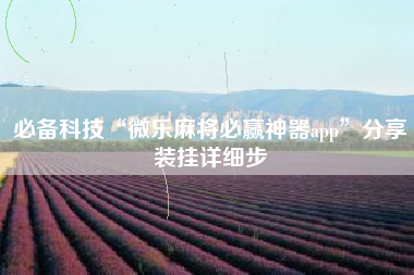 必备科技“微乐麻将必赢神器app”分享装挂详细步