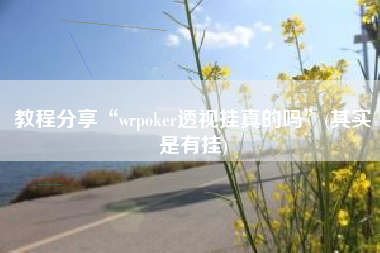 教程分享“wrpoker透视挂真的吗	”(其实是有挂)