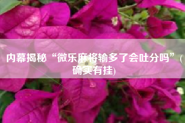 内幕揭秘“微乐麻将输多了会吐分吗	”(确实有挂)