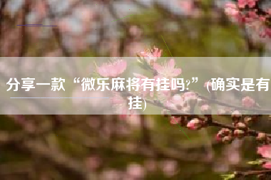 分享一款“微乐麻将有挂吗?”(确实是有挂)