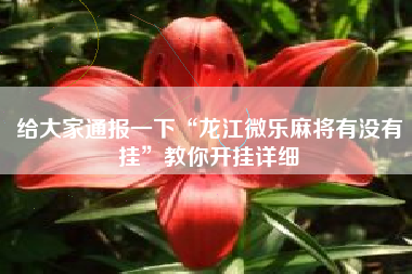 给大家通报一下“龙江微乐麻将有没有挂”教你开挂详细