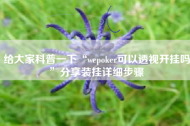 给大家科普一下“wepoker可以透视开挂吗”分享装挂详细步骤