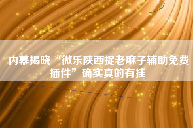 内幕揭晓“微乐陕西捉老麻子辅助免费插件”确实真的有挂
