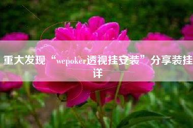 重大发现“wepoker透视挂安装	”分享装挂详