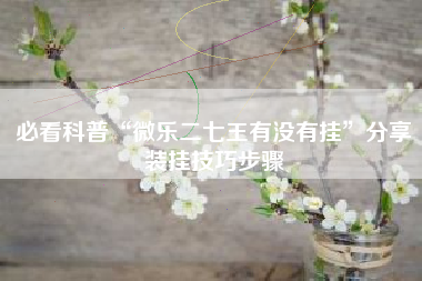 必看科普“微乐二七王有没有挂”分享装挂技巧步骤