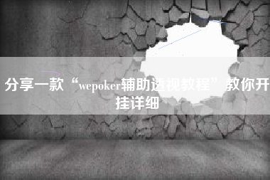 分享一款“wepoker辅助透视教程”教你开挂详细