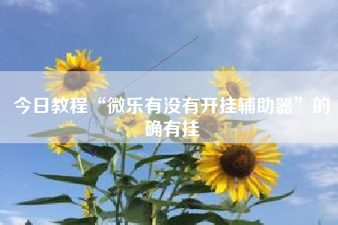 今日教程“微乐有没有开挂辅助器	”的确有挂