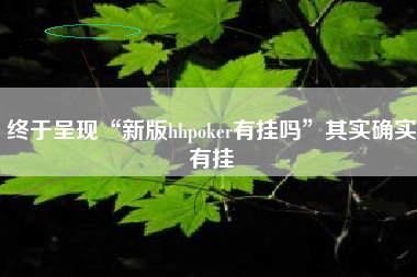 终于呈现“新版hhpoker有挂吗	”其实确实有挂