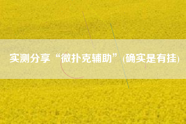 实测分享“微扑克辅助”(确实是有挂)