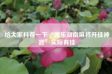 给大家科普一下“微乐湖南麻将开挂神器”实际有挂