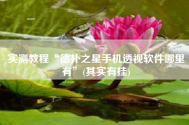 实测教程“德扑之星手机透视软件哪里有”(其实有挂)