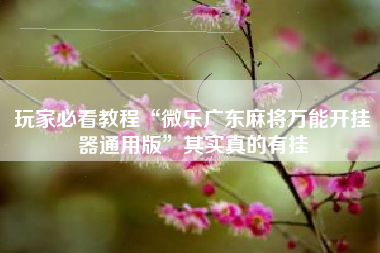 玩家必看教程“微乐广东麻将万能开挂器通用版	”其实真的有挂