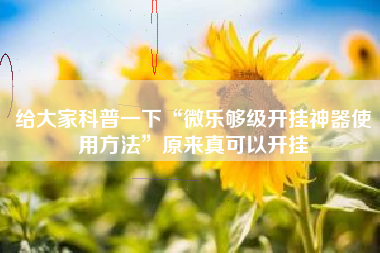 给大家科普一下“微乐够级开挂神器使用方法”原来真可以开挂