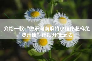 介绍一款“微乐河南麻将小程序怎样免费开挂	”详细开挂玩法