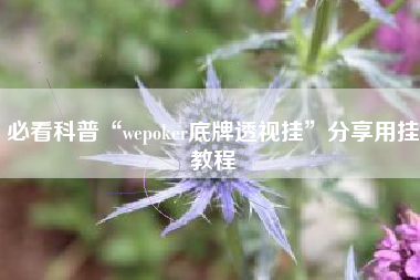 必看科普“wepoker底牌透视挂	”分享用挂教程